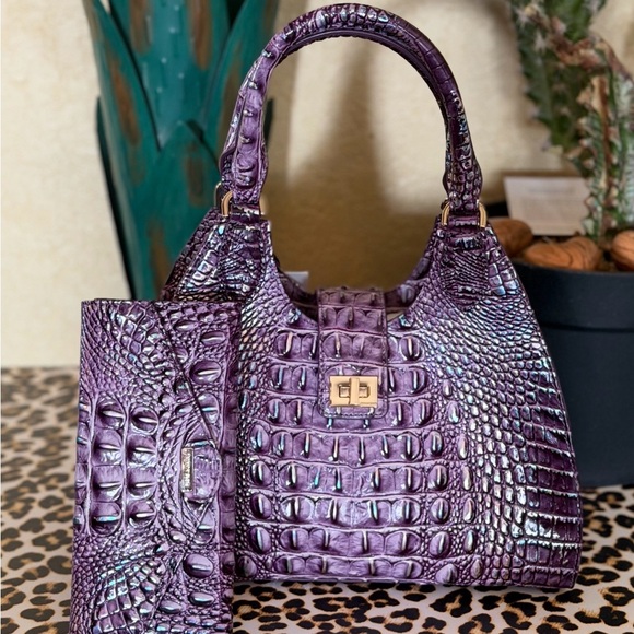 Brahmin Handbags - Brahmin Iridescent Purple Crocodile-Embossed Shoulder Bag FiRM